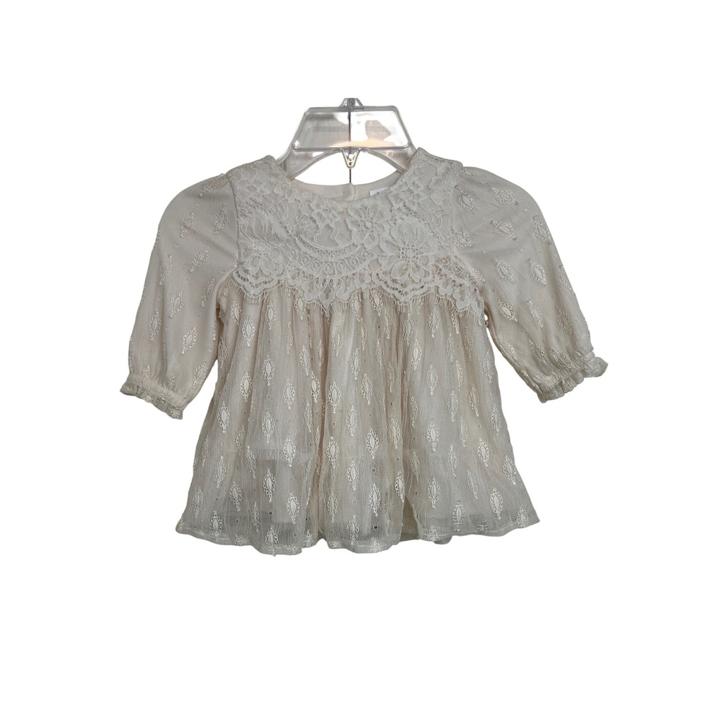 Nannette Baby Lace Tulle  Baby Dress 12M Cream Floral Boho Special Occasion G05